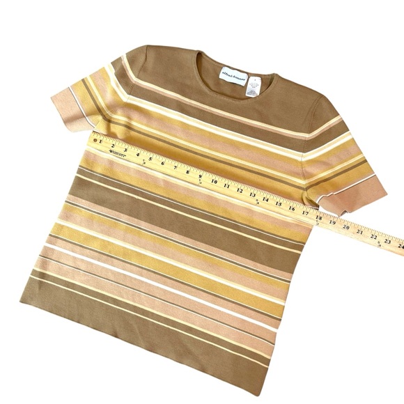 Alfred Dunner Brown and Yellow Striped Short Sleeve Tee - Picture 2 of 5